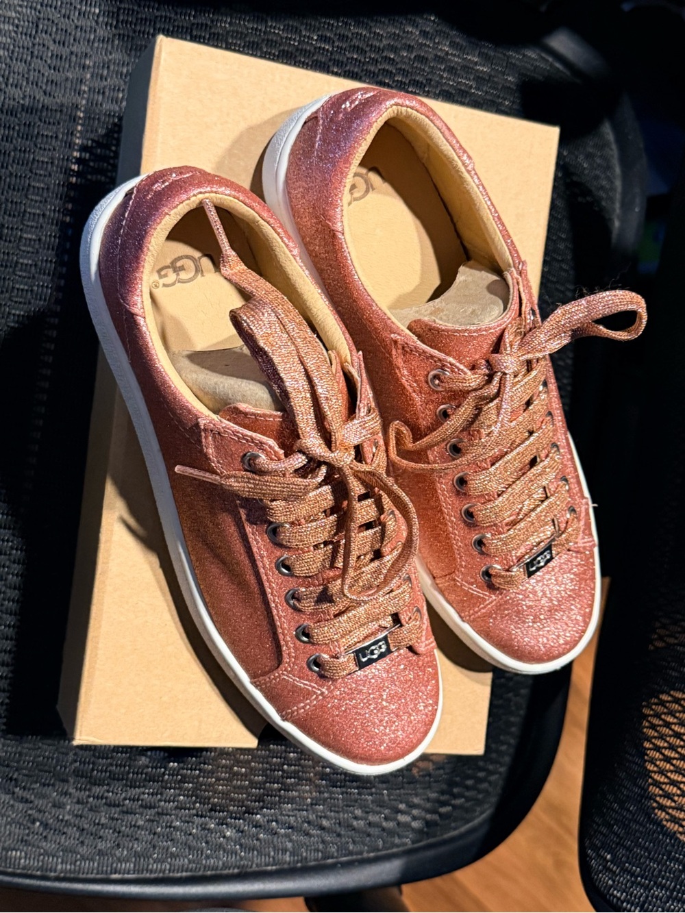 UGG Women’s MILO Glitter Lace-Up Sneakers in Rose